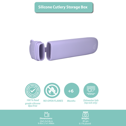 Silicone Cutlery Storage Box - Purple Light