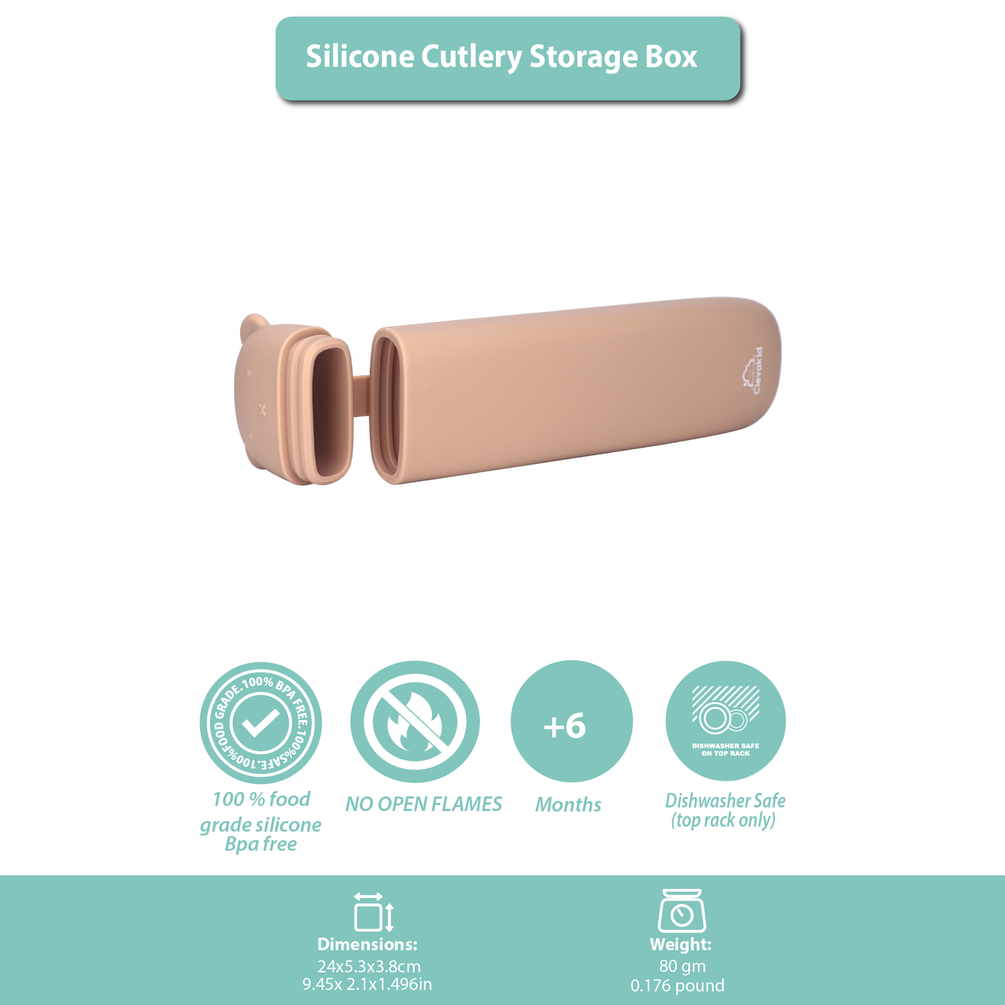 Silicone Cutlery Storage Box - Pink Powder